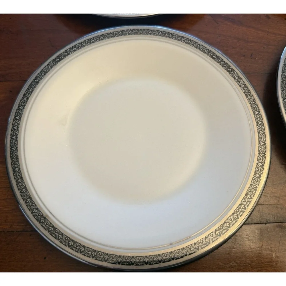 Vintage Franciscan Masterpiece China INDIGO Plates Set of 6 Platinum Trim